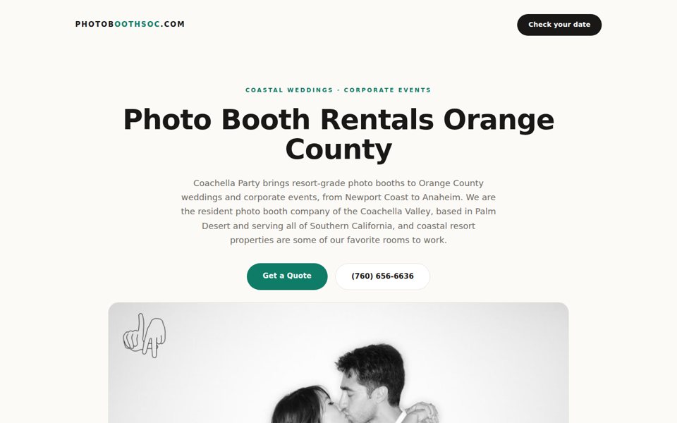The photoboothsoc.com home page