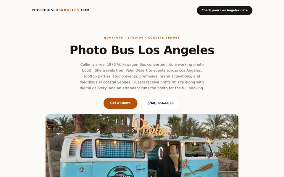 The photobuslosangeles.com home page