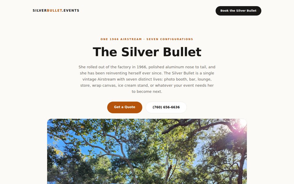 The silverbullet.events home page