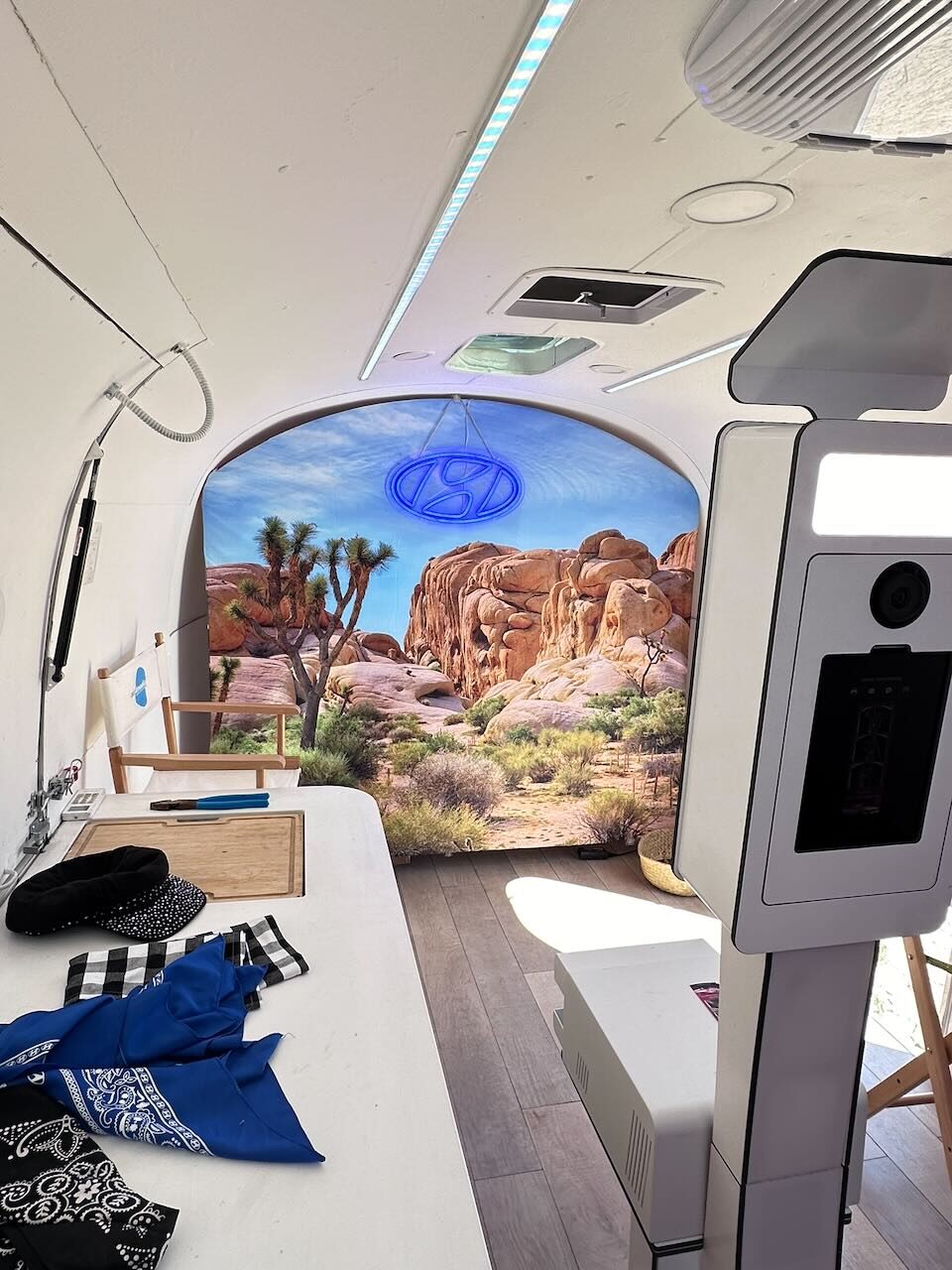 Airstream photo booth trailer on the Calico Dry Lake Bed for the 2025 Hyundai activation
