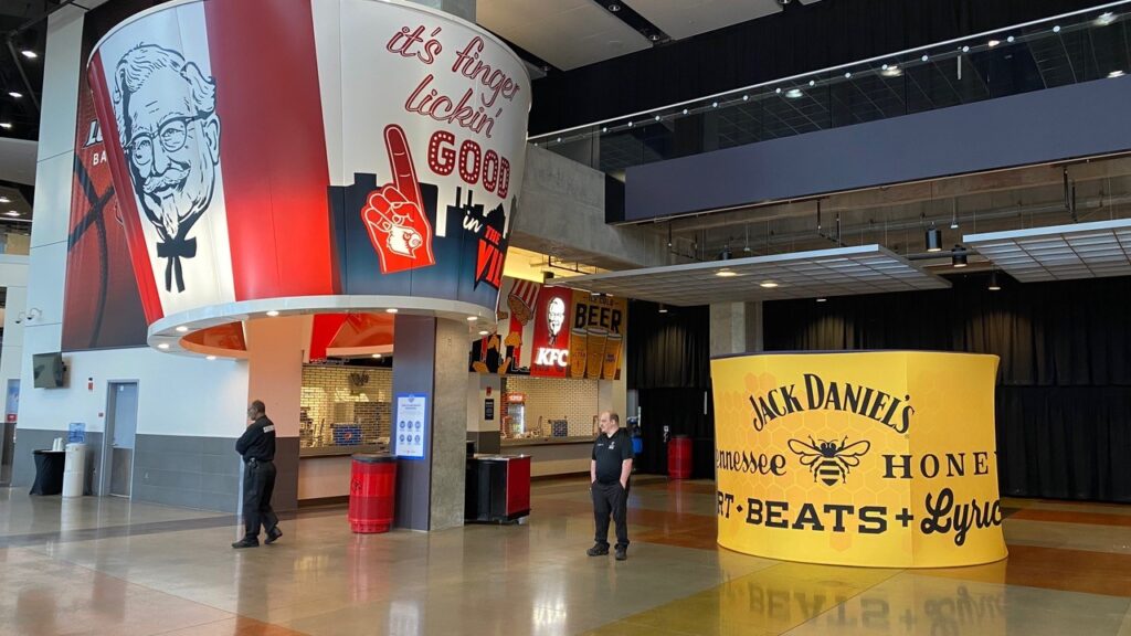 Jack Daniel's branded photo activation on the concourse of a sports arena