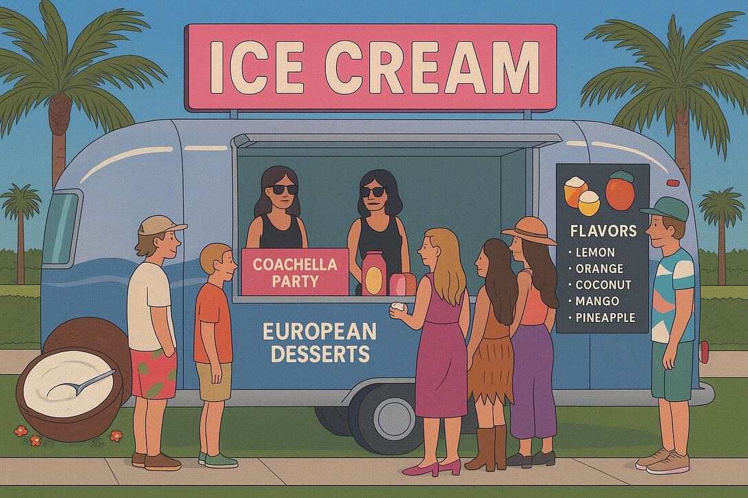 Coachella Party Ice Cream Stand Illustration