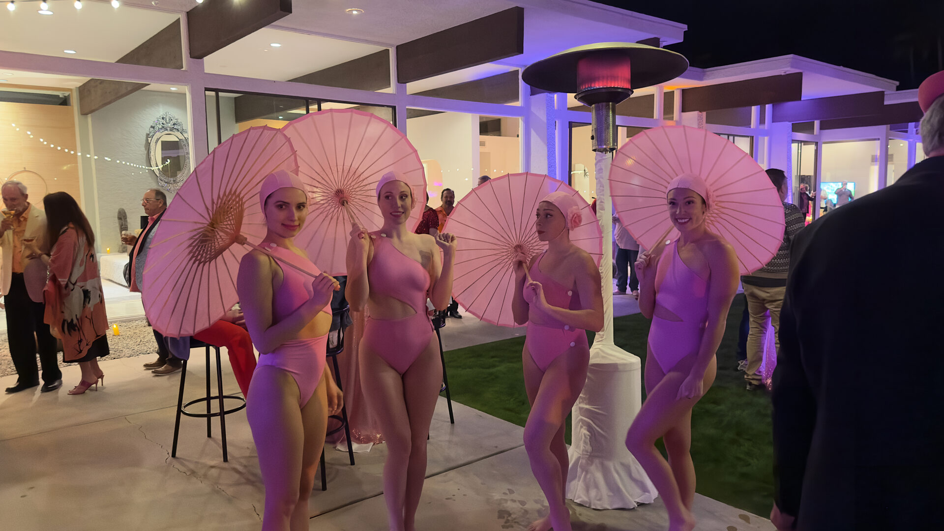 Parasol performers at a Palm Springs party