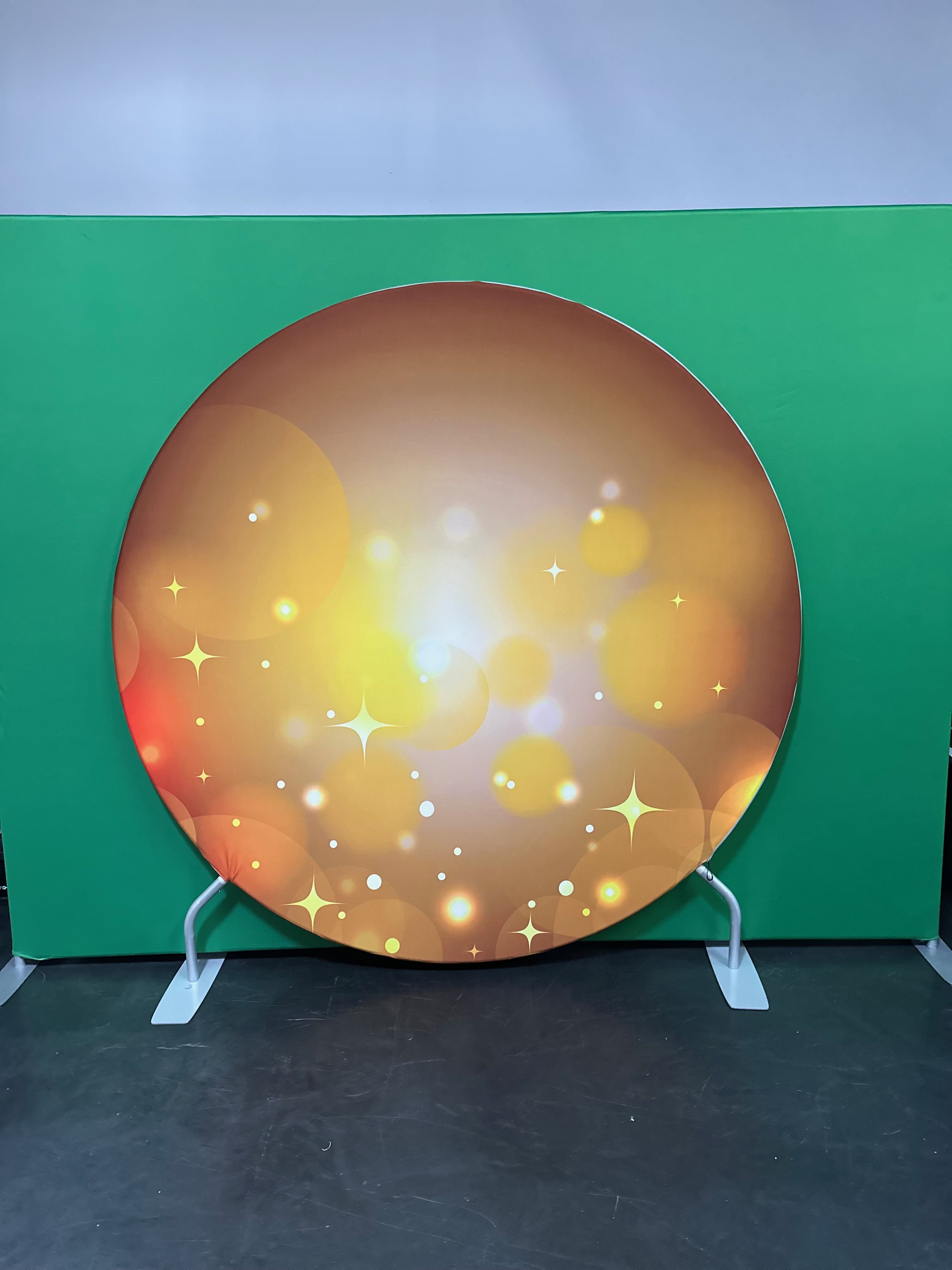 Golden bokeh sparkle circle backdrop