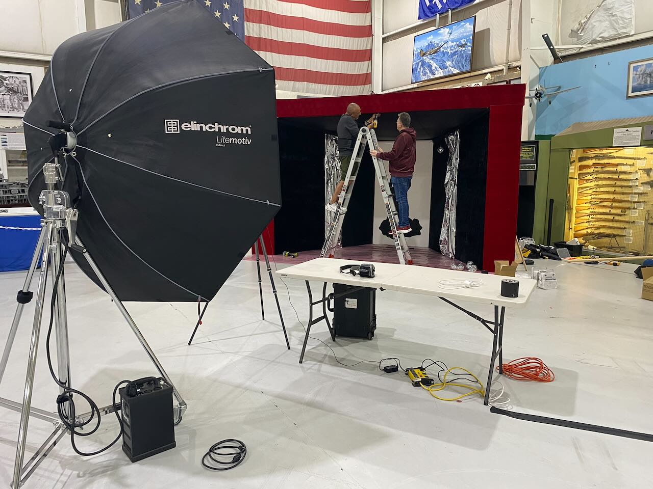 Hangar setup crew building