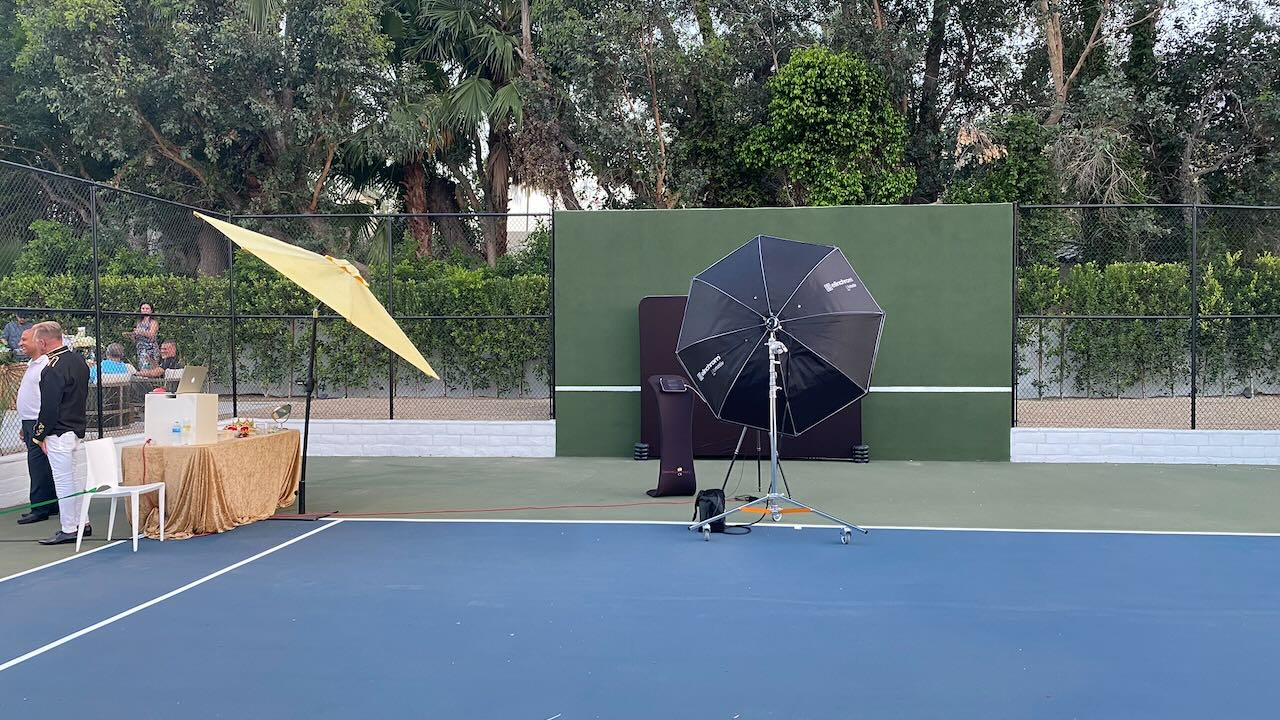 Tennis court lighting setup