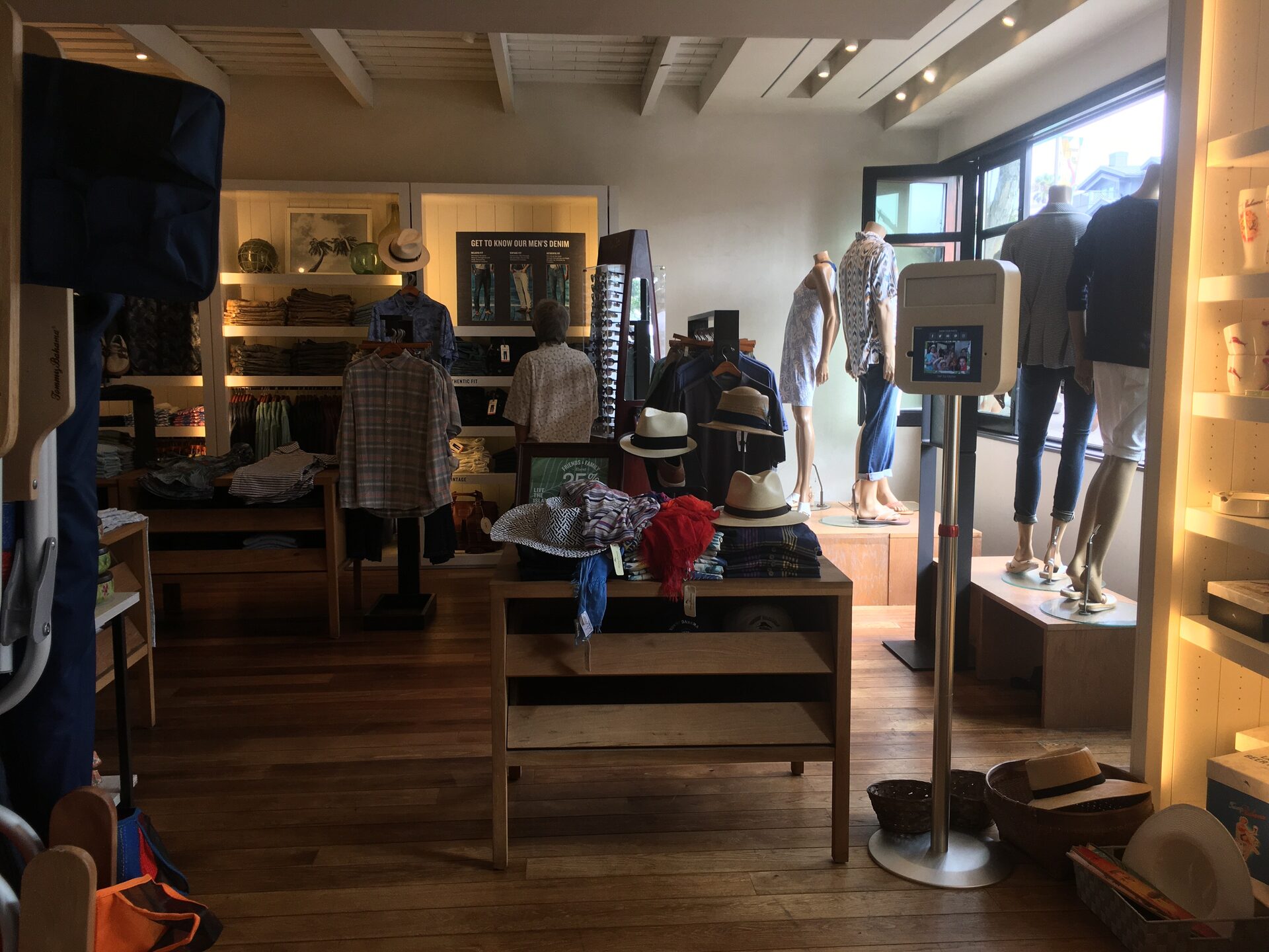 A Coachella Party photo booth kiosk on the shop floor at the Tommy Bahama store in Laguna Beach