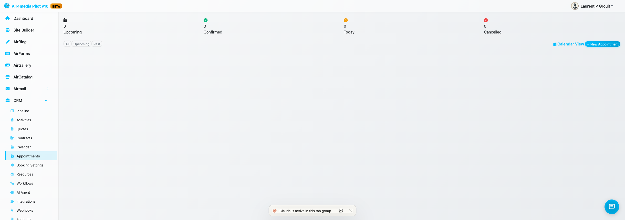 Calendar and booking management with appointment scheduling interface
