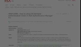 
							         000012089 - How to setup On-Demand Authentication (ODA) - RSA Link								  
							    
