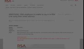
							         000035936 - RSA employee is unable to log in to... | RSA Link								  
							    