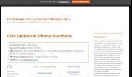 
							         0163 521 4050 - CDK Global UK Customer Service Contact Number								  
							    