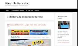 
							         1 dollar adz minimum payout | | Stealth Secrets								  
							    