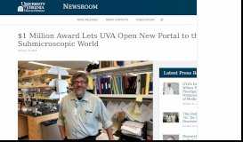 
							         $1 Million Award Lets UVA Open New Portal to the Submicroscopic ...								  
							    
