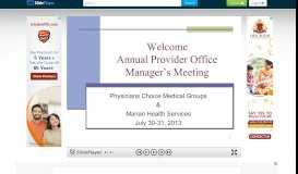 
							         1 Welcome Annual Provider Office Manager's Meeting Physicians ...								  
							    