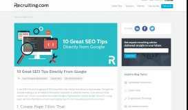 
							         10 Great SEO Tips Directly From Google - Recruiting.com								  
							    