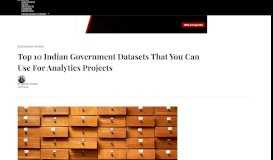 
							         10 Indian Government Datasets That Beginners Can Use For Analytics ...								  
							    