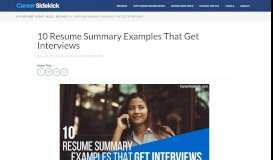 
							         10 Resume Summary Examples That Get Interviews • Career Sidekick								  
							    