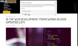 
							         10 Top Web Development Frameworks In 2018 - ValueCoders								  
							    