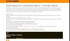 
							         $100 Business Name Contest - non-profit high quality health care ...								  
							    