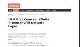 
							         10.0.0.1 - 10.0.0.0.1 Xfinity/Comcast ® Router Login								  
							    