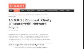 
							         10.0.0.1 | Comcast Xfinity ® Router/Wifi Network Login								  
							    