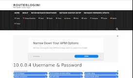 
							         10.0.0.4 Username & Password - routerlogin.net login								  
							    
