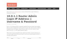 
							         10.0.1.1 Router Admin Login IP Address Username & Password								  
							    