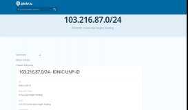 
							         103.216.87.0/24 Netblock Details - Universitas Negeri Padang - IPinfo ...								  
							    