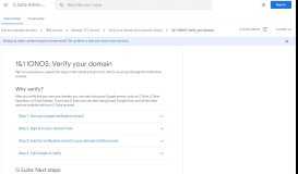 
							         1&1 IONOS: Verify your domain - G Suite Admin Help								  
							    