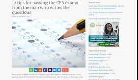 
							         12 tips for passing the CFA exams from the man who writes the ...								  
							    