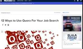 
							         12 Ways to Use Quora For Your Job Search - Mashable								  
							    