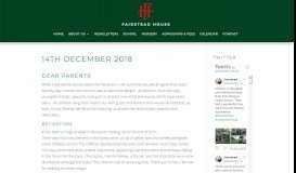 
							         14th December 2018 - Fairstead House School								  
							    