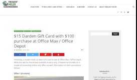 
							         $15 Darden Gift Card with $100 purchase at Office Max / Office Depot								  
							    