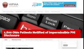 
							         1,600 Ohio Patients Notified of Impermissible PHI Disclosure								  
							    