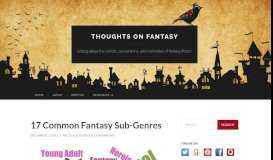 
							         17 Common Fantasy Sub-Genres | Thoughts on Fantasy								  
							    