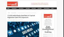 
							         17,639 Individuals Notified of Capital Digestive Care PHI Exposure ...								  
							    