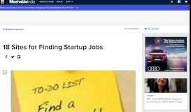 
							         18 Sites for Finding Startup Jobs - Mashable								  
							    