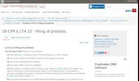 
							         19 CFR § 174.12 - Filing of protests. | CFR | US Law | LII / Legal ...								  
							    