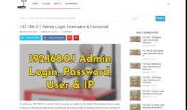 
							         192.168.0.1 Admin Login, Username & Password - Router Login								  
							    