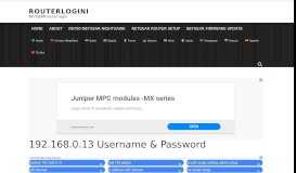 
							         192.168.0.13 Username & Password - routerlogin.net login								  
							    