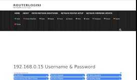 
							         192.168.0.15 Username & Password - routerlogin.net login								  
							    