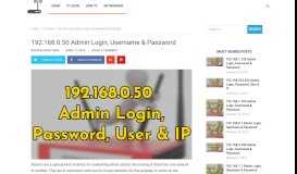 
							         192.168.0.50 Admin Login, Username & Password - Router ...								  
							    