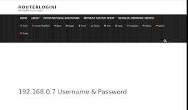 
							         192.168.0.7 Username & Password - routerlogin.net login								  
							    