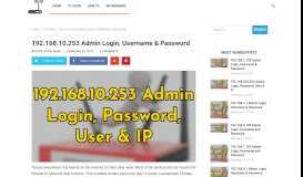 
							         192.168.10.253 Admin Login, Username & Password - Router ...								  
							    