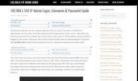 
							         192.168.1.100 IP Admin Login, Username & Password Guide								  
							    