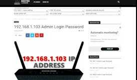 
							         192.168.1.103 Router Login Admin Username and Password								  
							    