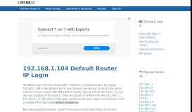 
							         192.168.1.104 Default Router IP Login								  
							    