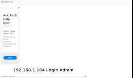 
							         192.168.1.104 - Login to your Admin Page Now!								  
							    