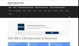 
							         192.168.1.104 Username & Password - routerlogin.net login								  
							    