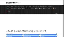 
							         192.168.1.105 Username & Password - routerlogin.net login								  
							    